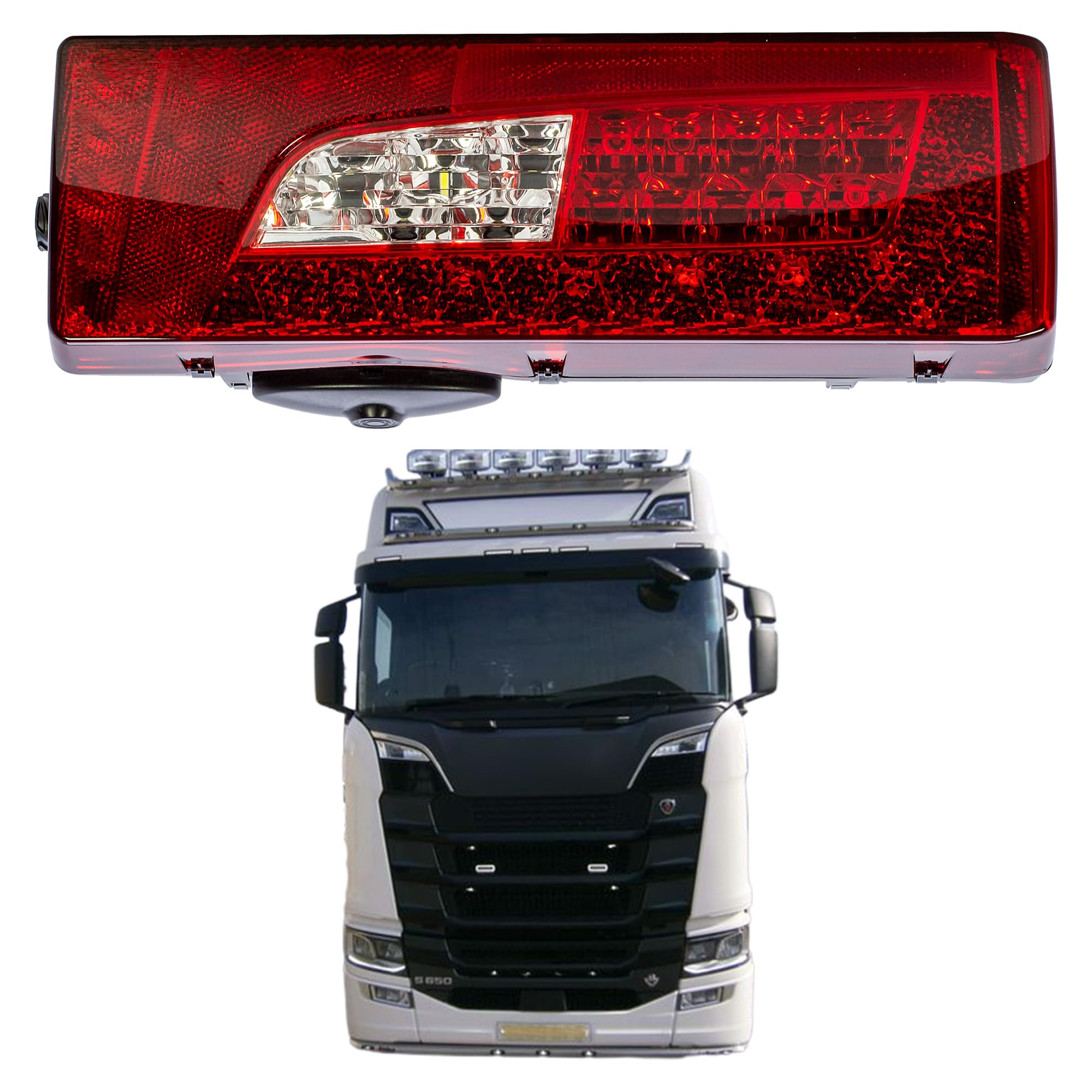 Passenger Left Side N/S Full LED Tail Light Rear Lamp 24V with Number Plate Light for Scania Truck P G R S L Series