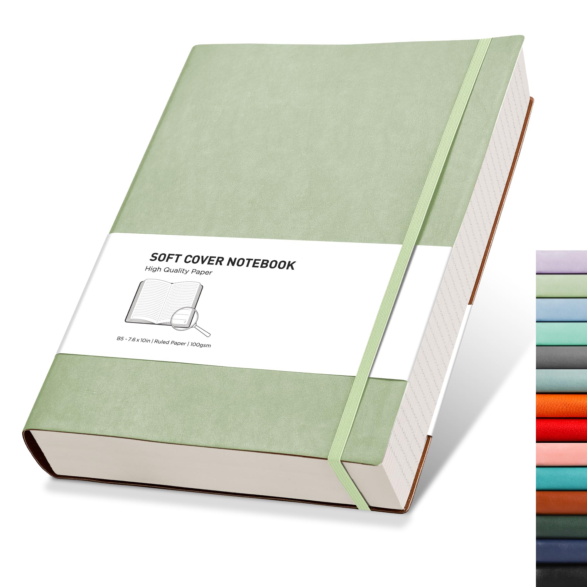 RETTACY Lined Journal Notebook - A5 Note Book Hardcover Thick Notepad 320 Numbered Pages for Writing,100gsm Lined Paper, Leather Hardcover, for Women Men Work Office School,14.5 x 21cm - Black