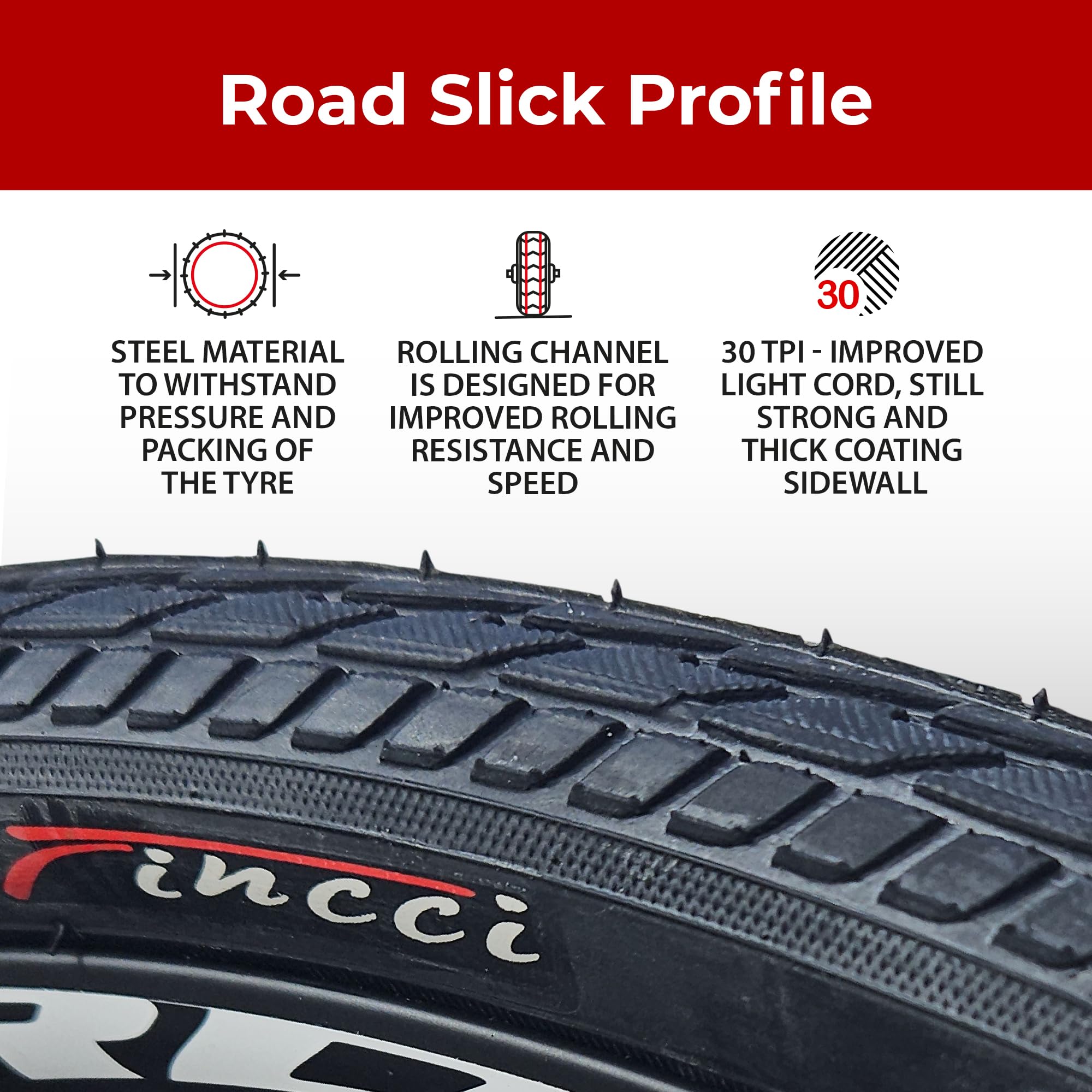 Fincci Pair 26x1.50 Slick Tyre 40-559 Tyres for Cycle Road Mountain MTB Hybrid Bike Bicycle 26 x 1.5 Inch - Pack of 2