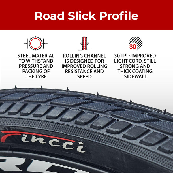 Fincci Pair 26x1.50 Slick Tyre 40-559 Tyres for Cycle Road Mountain MTB Hybrid Bike Bicycle 26 x 1.5 Inch - Pack of 2