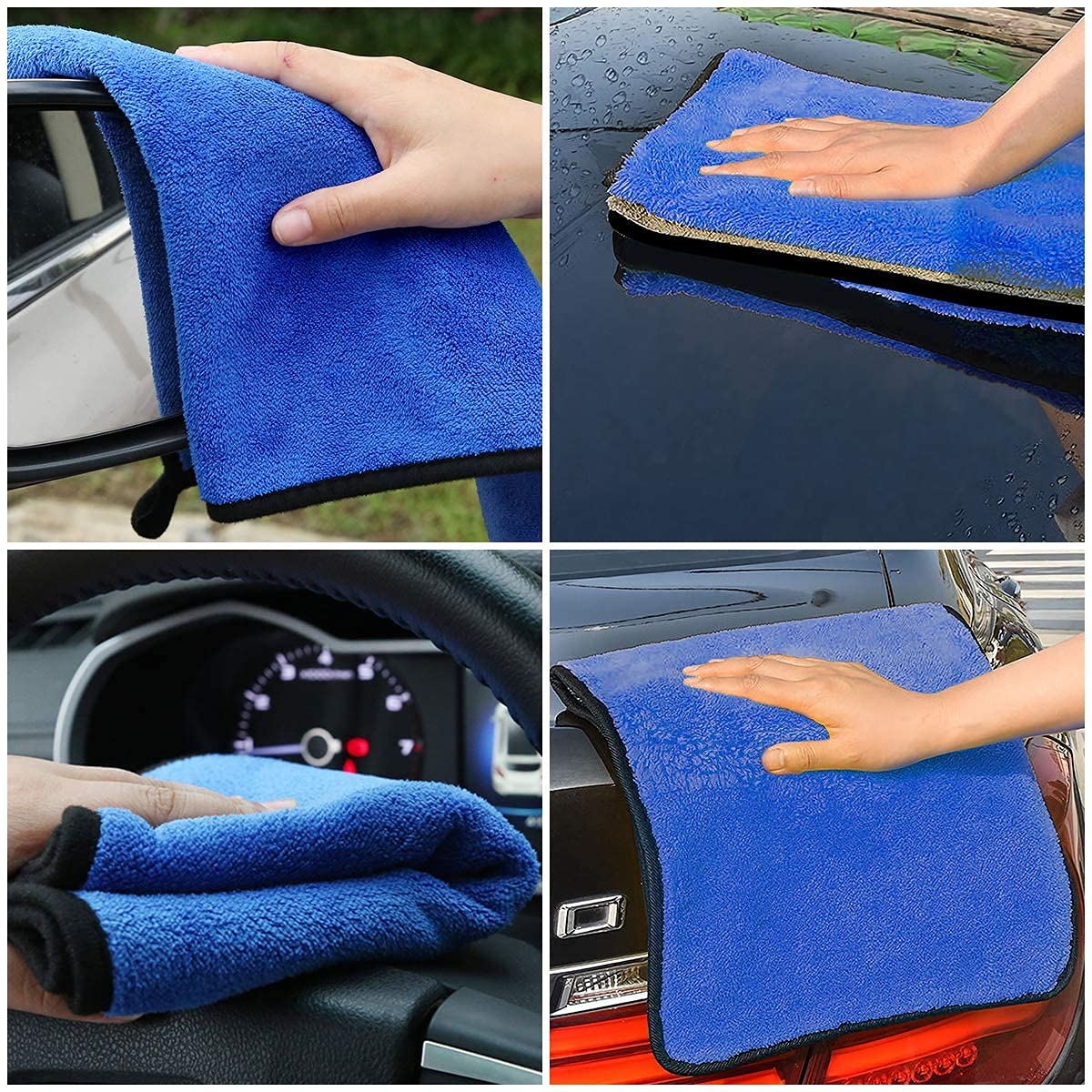 URAQT Microfibre Cleaning Cloths, 6 Pack, Two-layer Thickened Towels, Lint Free Super Absorbent Towel for Household and Car Washing, Drying, Detailing, 40x30cm