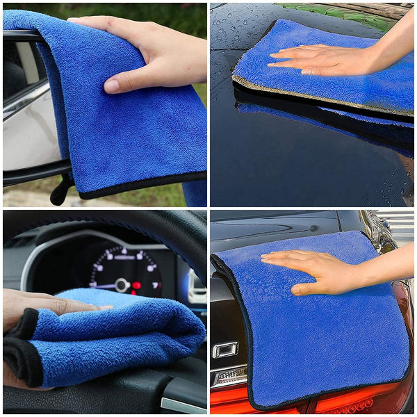 URAQT Microfibre Cleaning Cloths, 6 Pack, Two-layer Thickened Towels, Lint Free Super Absorbent Towel for Household and Car Washing, Drying, Detailing, 40x30cm