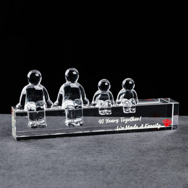 Movdyka Crystal 40th Wedding Gifts on Anniversary for Her Wife, Ruby 40 Years Together We Made A Family, Glass Ornament Keepsake for Couple (2