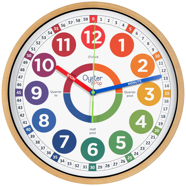 Classroom Clock - 14 Inch Extra Large Learning Clock for Kids - Silent Teaching Time Kids Wall Clock - Analog Clock for Kids Room Decor - Perfect