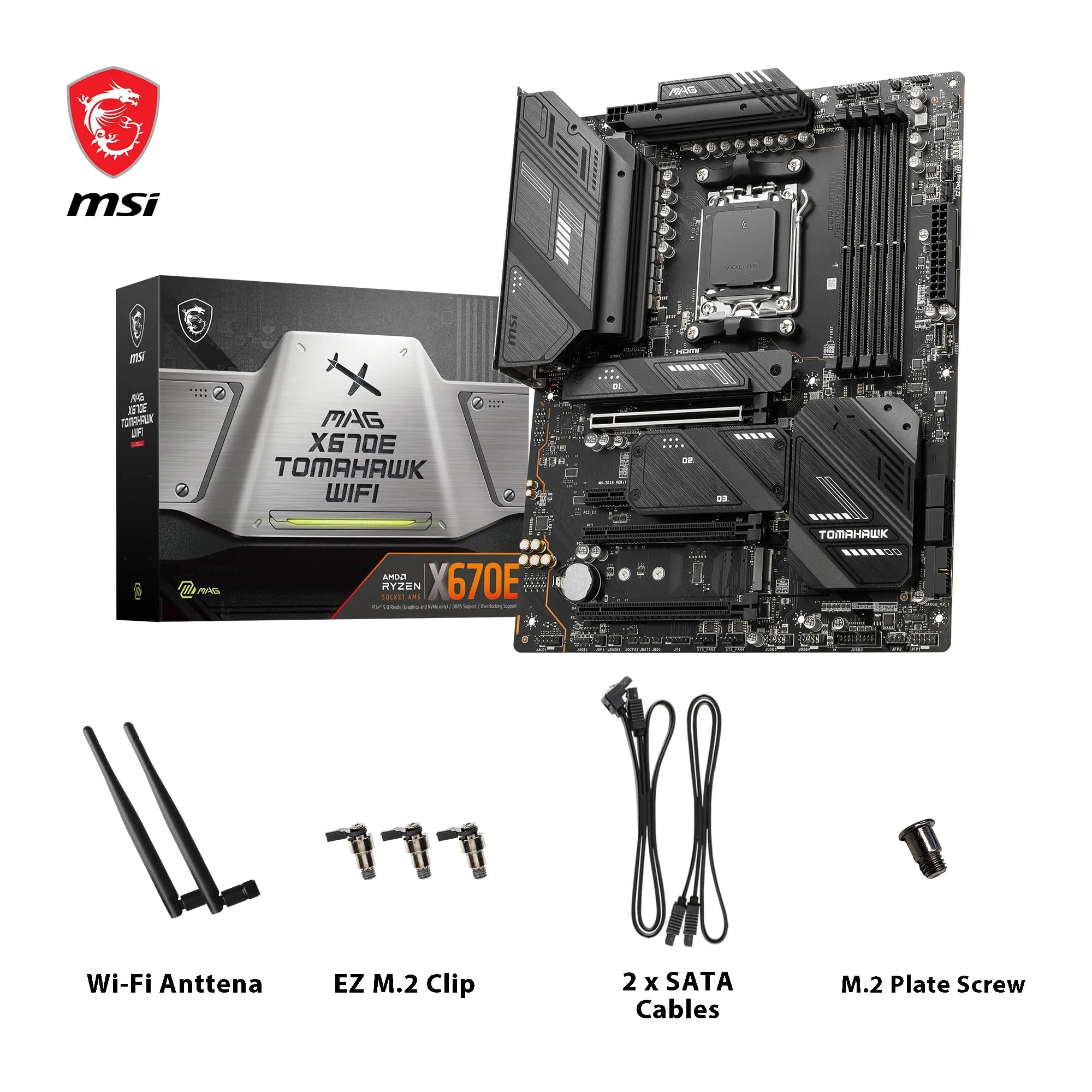 MSI X670E GAMING PLUS WIFI Motherboard, ATX - Supports AMD Ryzen 9000 / 8000 / 7000 Series Processors, AM5 - 80A SPS VRM, DDR5 Memory Boost 7800+ MHz/OC, PCIe 5.0 x16, M.2 Gen5, Wi-Fi 6E
