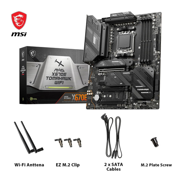 MSI X670E GAMING PLUS WIFI Motherboard, ATX - Supports AMD Ryzen 9000 / 8000 / 7000 Series Processors, AM5 - 80A SPS VRM, DDR5 Memory Boost 7800+ MHz/OC, PCIe 5.0 x16, M.2 Gen5, Wi-Fi 6E