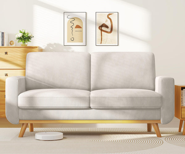 Vesgantti 172cm Loveseat Sofa Green, Comfy Corduroy Couch with Spring Cushion, 2 Seater Sofa with Solid Wood, Sofa Couch with Deep Seat, Sofa for Bedroom, Loveseat for Living Room, Green Office Couch