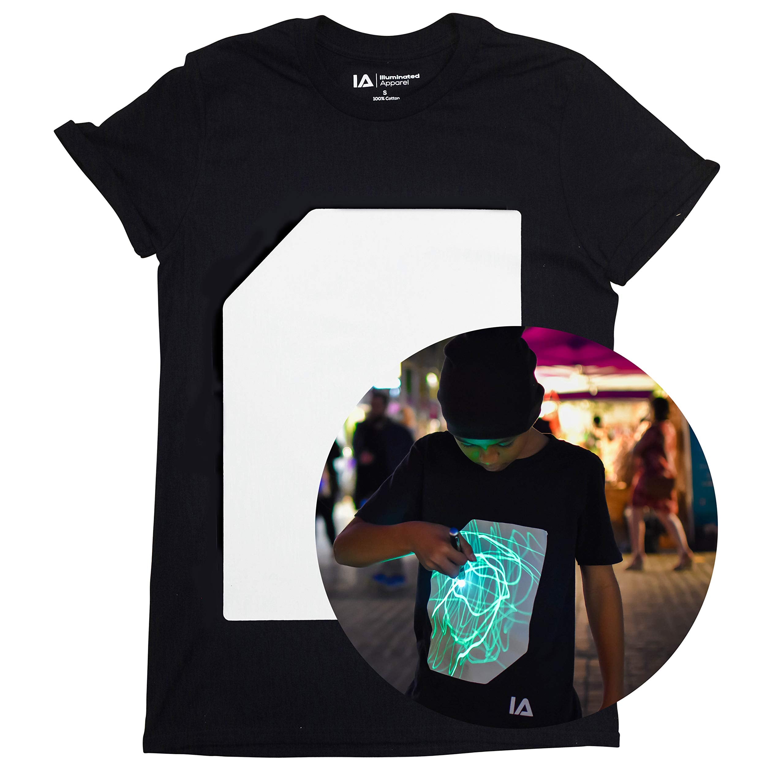 Illuminated Apparel Interactive Glow in The Dark T-Shirt - Fun for Birthday Parties & Festivals - Light up The Night