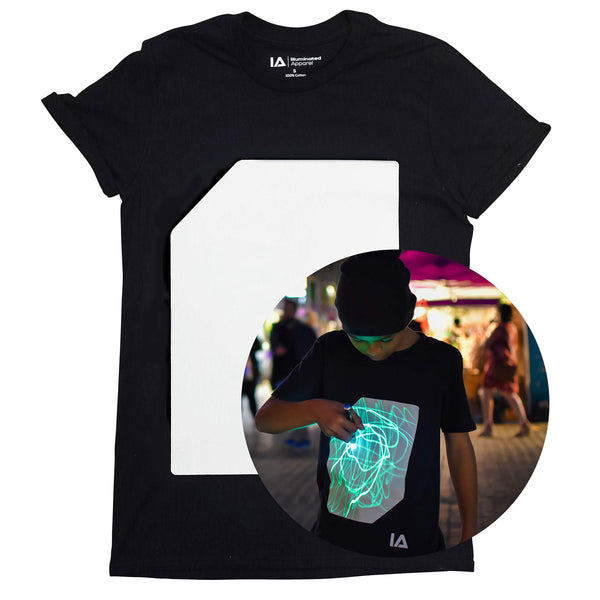 Illuminated Apparel Interactive Glow in The Dark T-Shirt - Fun for Birthday Parties & Festivals - Light up The Night