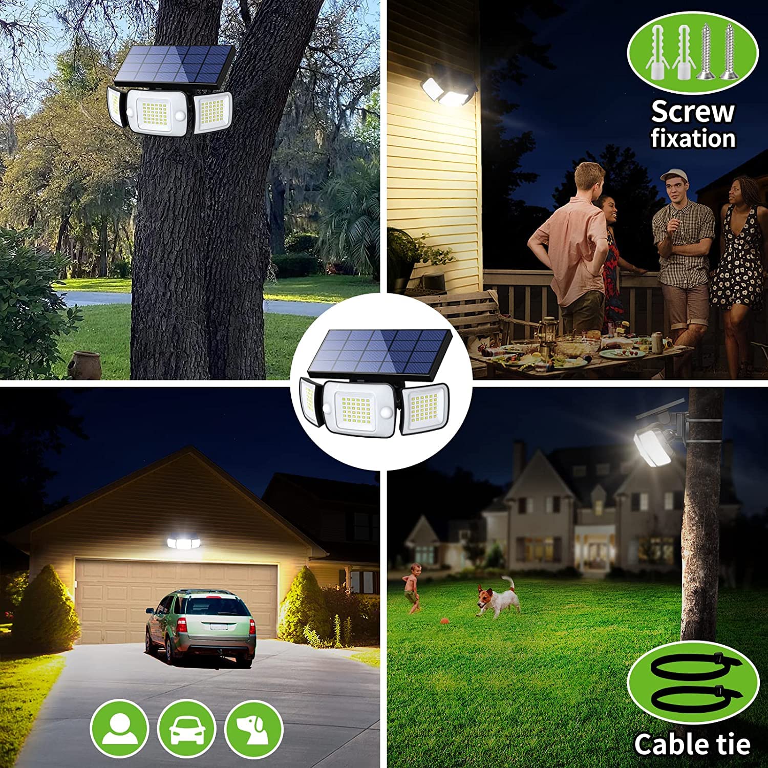 intelamp Solar Security Light Outdoor Motion Sensor 6000mAh Battery 270° 3 Modes Wall Lights Solar Flood Lights with Sensor Lights Garden for Gifts Front Door Garden Fence