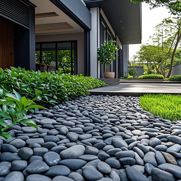 FANTIAN 20 lbs Black Stones for Garden,2-4 cm Decorative Black Pebbles for Plant Pots, Ponds, Water Features, Aquarium, Borders and Ground Cover