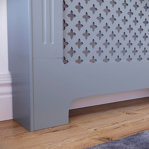 Vida Designs Oxford Radiator Cover – Traditional Cross Pattern, Olive Grey, MDF, Modern Painted Finish, Heat Efficient, Small, (H 82 x W 78 x D 19 cm)