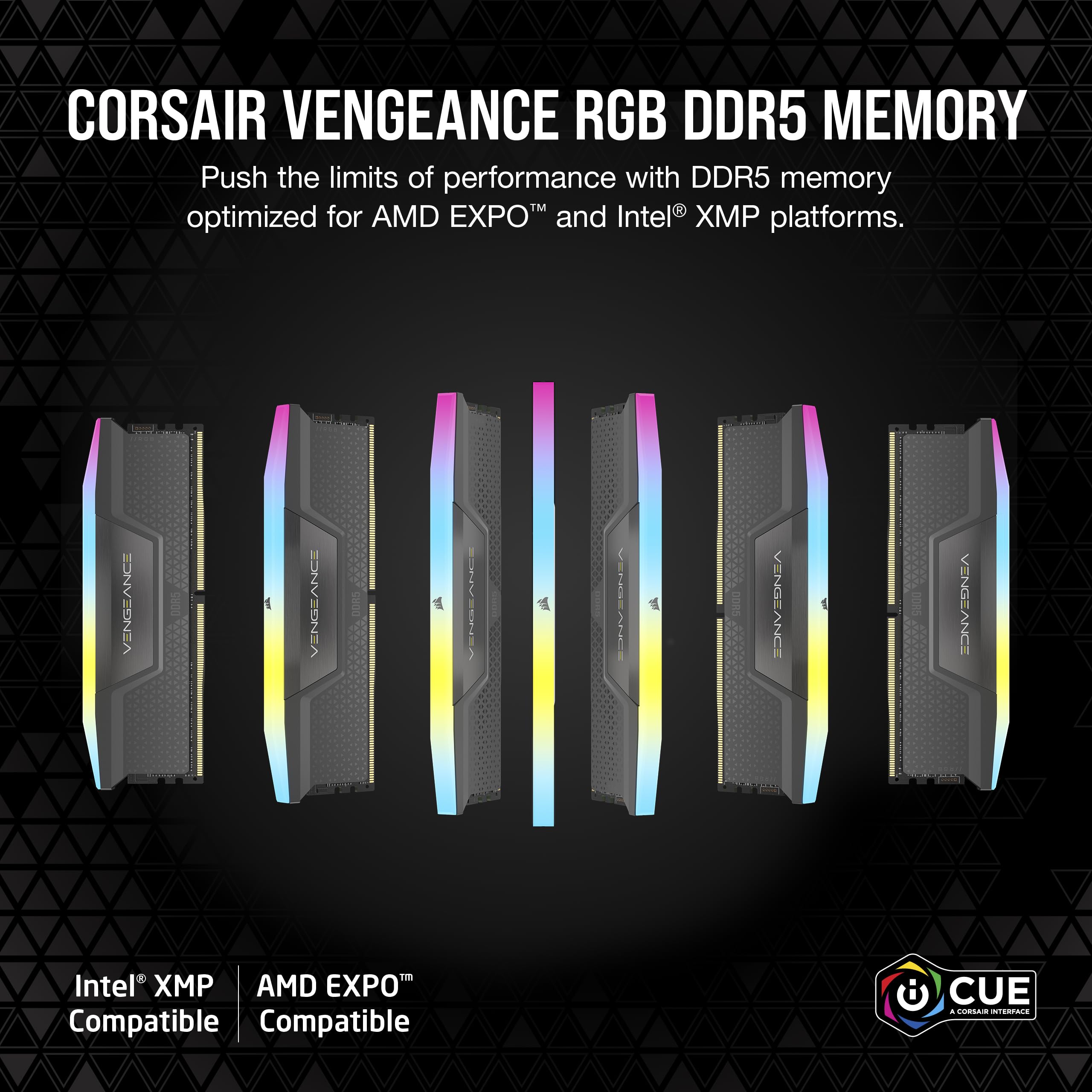 CORSAIR VENGEANCE RGB DDR5 32GB (2x16GB) DDR5 6000MHz CL30 AMD EXPO Intel XMP iCUE Compatible Computer Memory – Gray (CMH32GX5M2B6000Z30K)