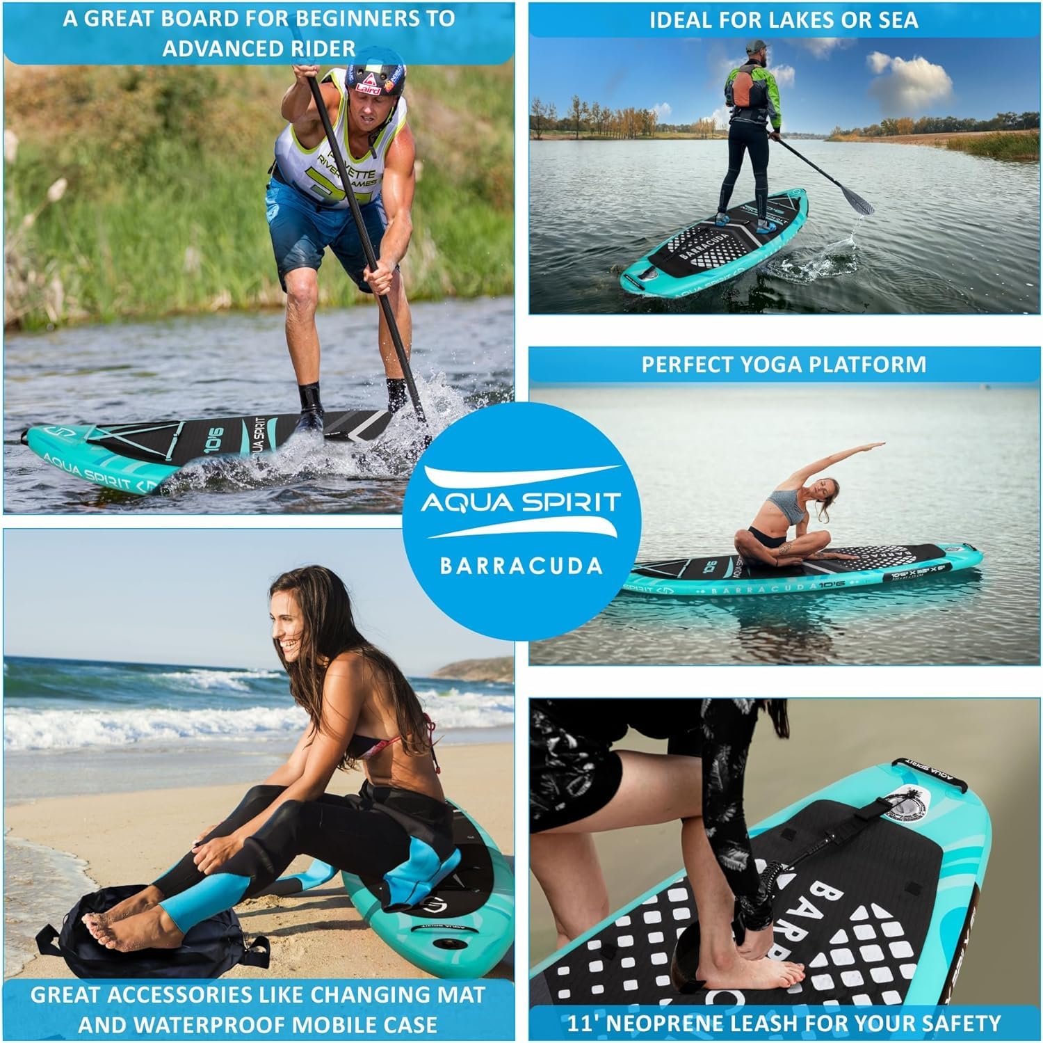 Aqua Spirit Barracuda ISUP/Kayak Inflatable Stand Up Paddle Board 2025 | 10'6x32”x6” | Complete Conversion Kit with Paddle, Backpack and more accessories | Adult Beginner/Expert
