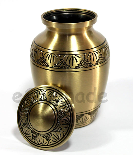 eSplanade Brass Cremation Urn - Memorial Container Jar Pot | Metal Burial Urn (Bronze)