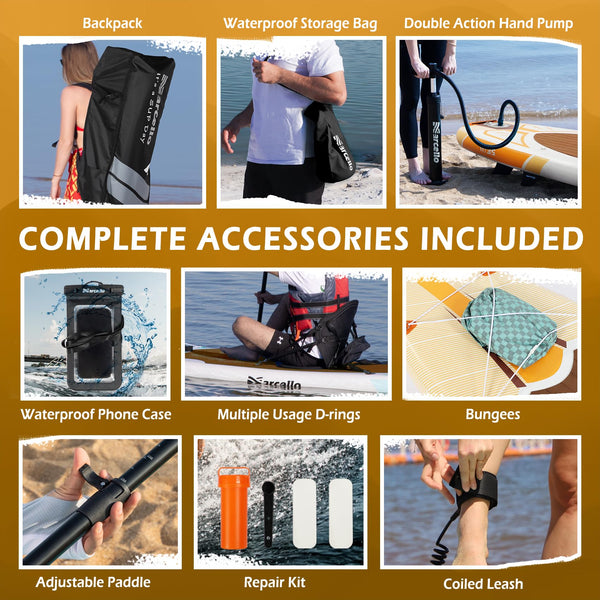 Baudelio Paddle Board, Inflatable Stand UP Paddle Board, 11’x 34”x 6” Paddle Board with Backpack, Hand Pump, Storage Bag, Phone Case, Ultra-Light Paddle Board for Adults