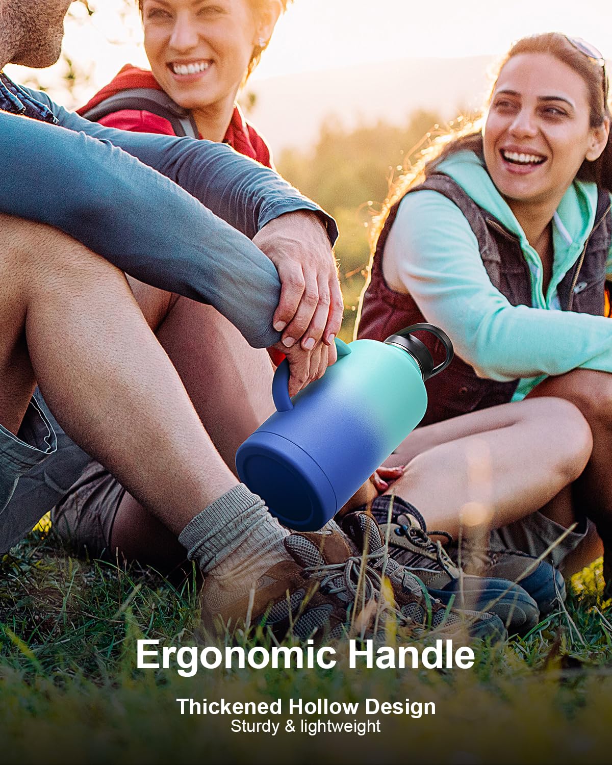 Insulated Water Bottle 2L, Trebo Stainless Steel Water Bottle Large Metal Bottle with Handle Wide Mouth Double Wall Sports Bottle Keep Cold Water