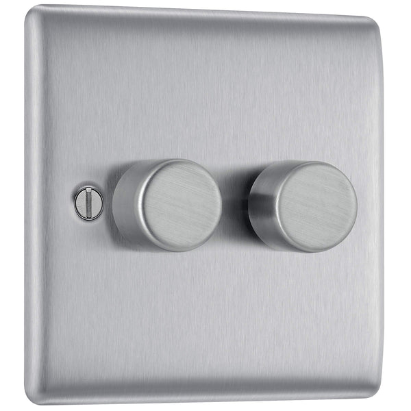 BG Electrical Cooker Switch with Socket and LED, Cooker Control Unit, Control Socket, Double Pole, Raised Profile, Round Edges, Nexus Metal, Brushed Steel, Grey Inserts, 45A, NBS70G