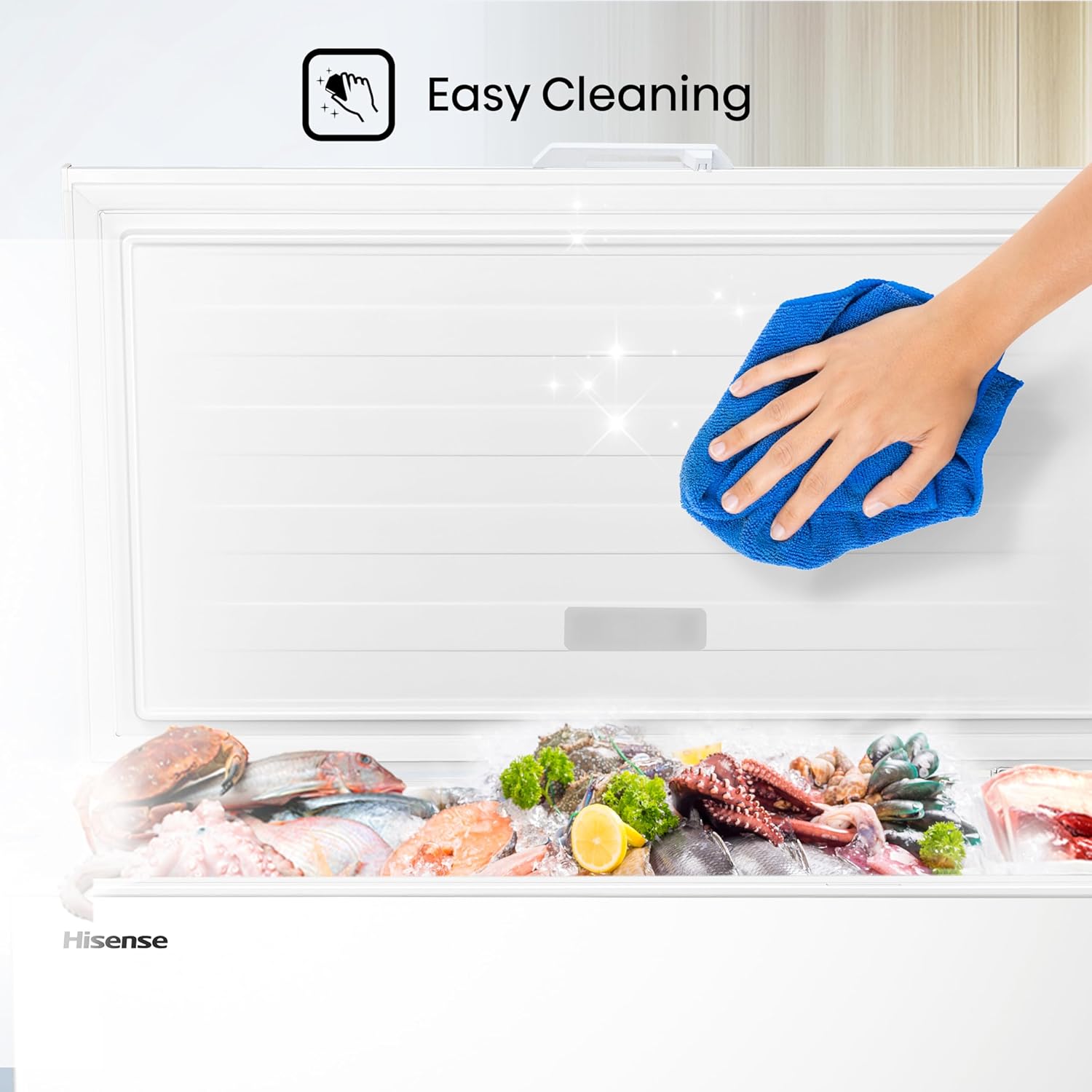 Hisense FC386D4AWLE 297Litres Freestanding Chest Freezer, 4 Star Freezer Rating, E Rated in White