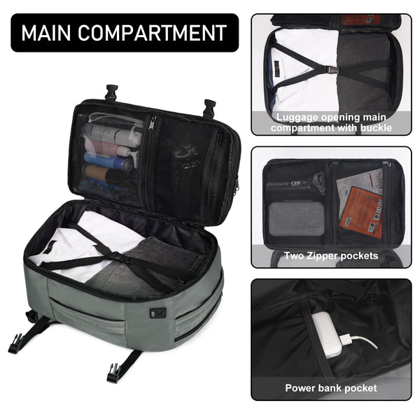 ECOHUB Easyjet Cabin Bag 45x36x20 Underseat Backpack Travel Rucksack 13 Pocket Hand Luggage Waterproof Recycled PET Eco Friendly Carry On Bag for Women & Men 30L Pink