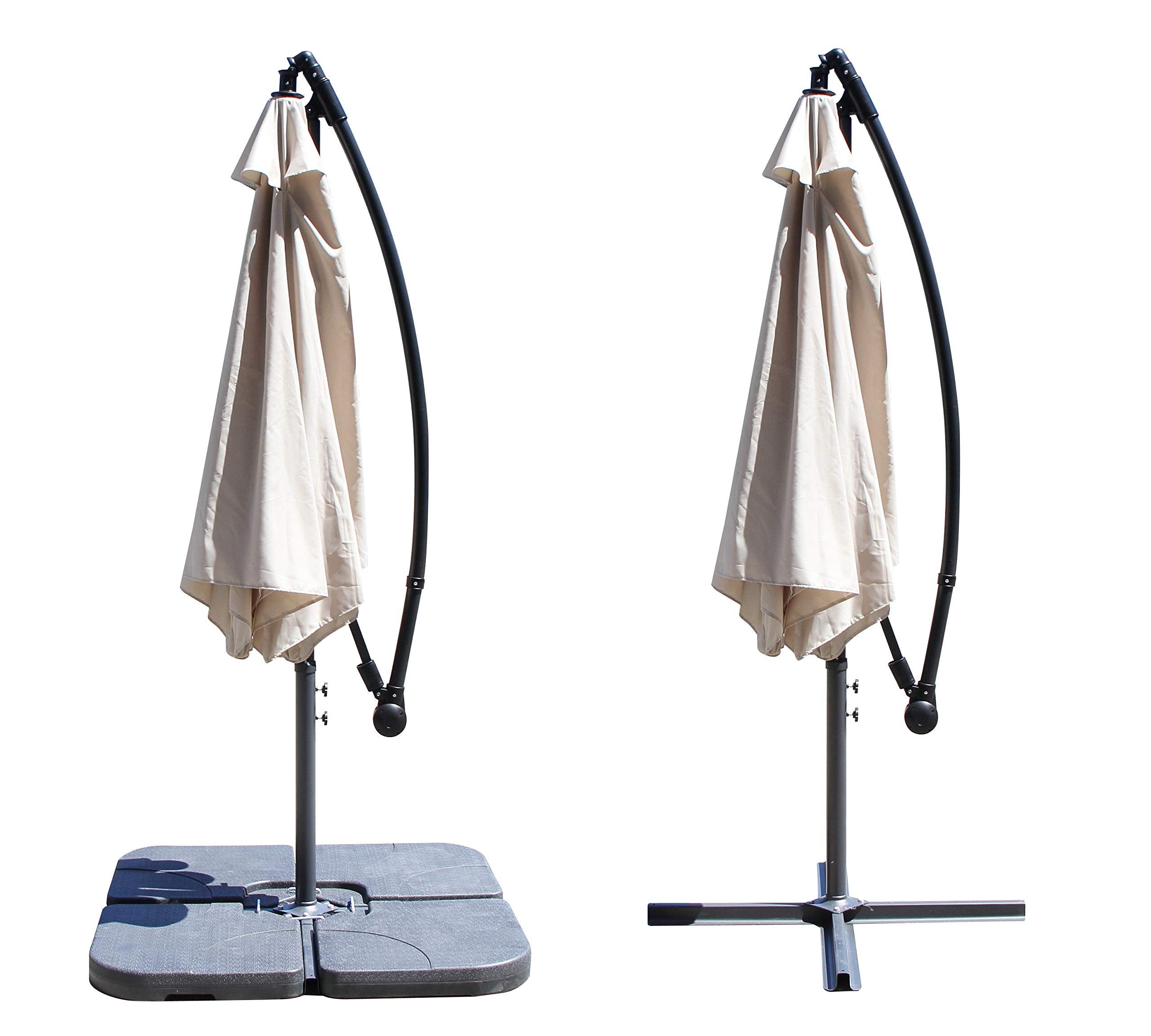 All Seasons Gazebos Ross James premium garden parasol umbrella with crank handle including base weight (Green)