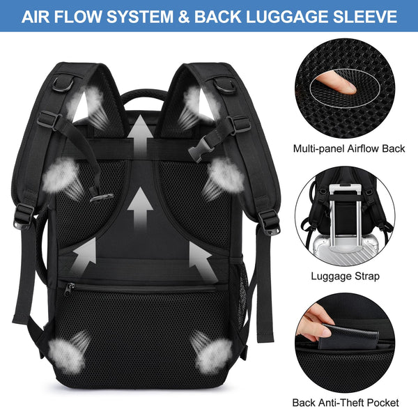 Cabin Bags 40x20x25 for Ryanair Underseat 20L Small Travel Hand Luggage Backpack Carry-ons Bag Cabin Size for Airplanes Flight Bag Travel Rucksack Fit 14 Inch Laptop with USB Charging Port-Black