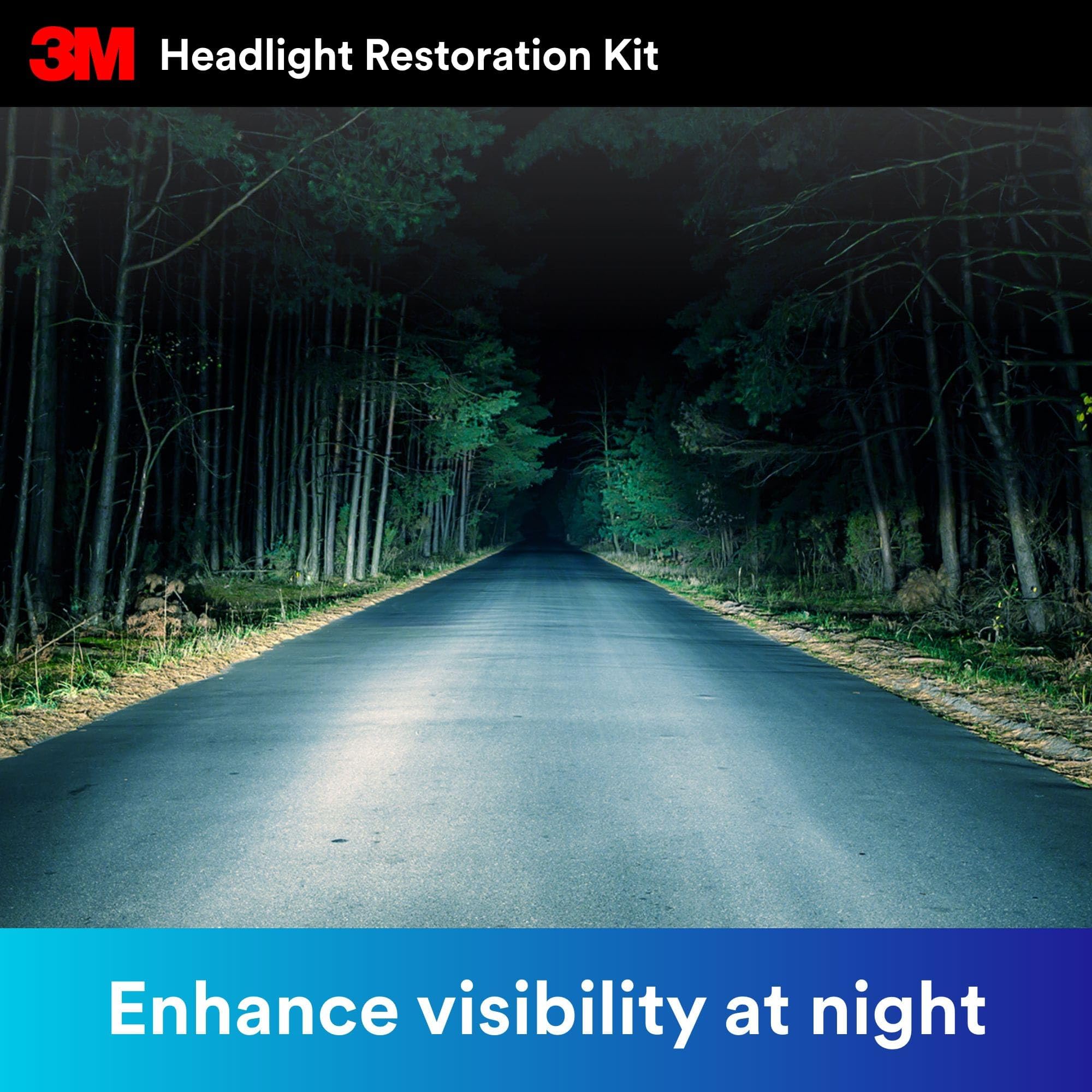 3M 39073 Headlight Lens Restoration Kit to Restore Dull/Faded/Discoloured Headlights For Car, 1 Pack, Smoke
