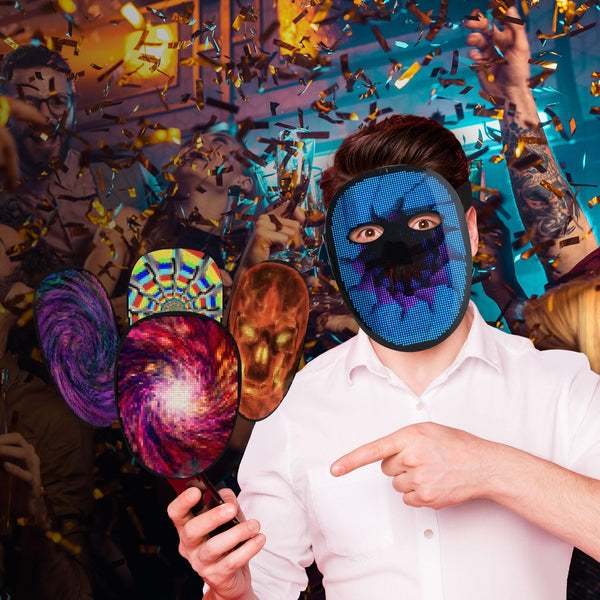 megoo LED Mask with Bluetooth Design Customized Programmable by APP,Halloween LED Luminous Mask for Costume Halloween DJ Masquerade Rave Cosplay Birthday Party