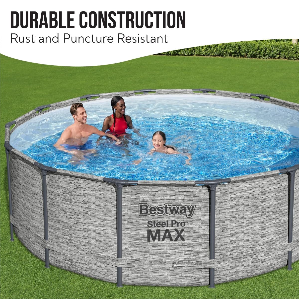 Bestway Steel Pro Max | Round Frame Swimming Pool with Filter Pump, Above Ground Frame Pools, Grey, 18ft