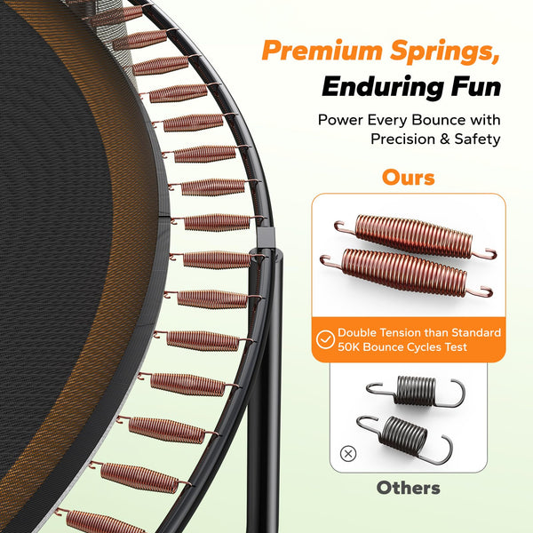 MERACH Trampoline 10ft/12ft/14ft/16ft, Outdoor Large Trampolines with Safety Net & Basket Ball, Max Load 330lb Rebounder Trampoline for Adults Family