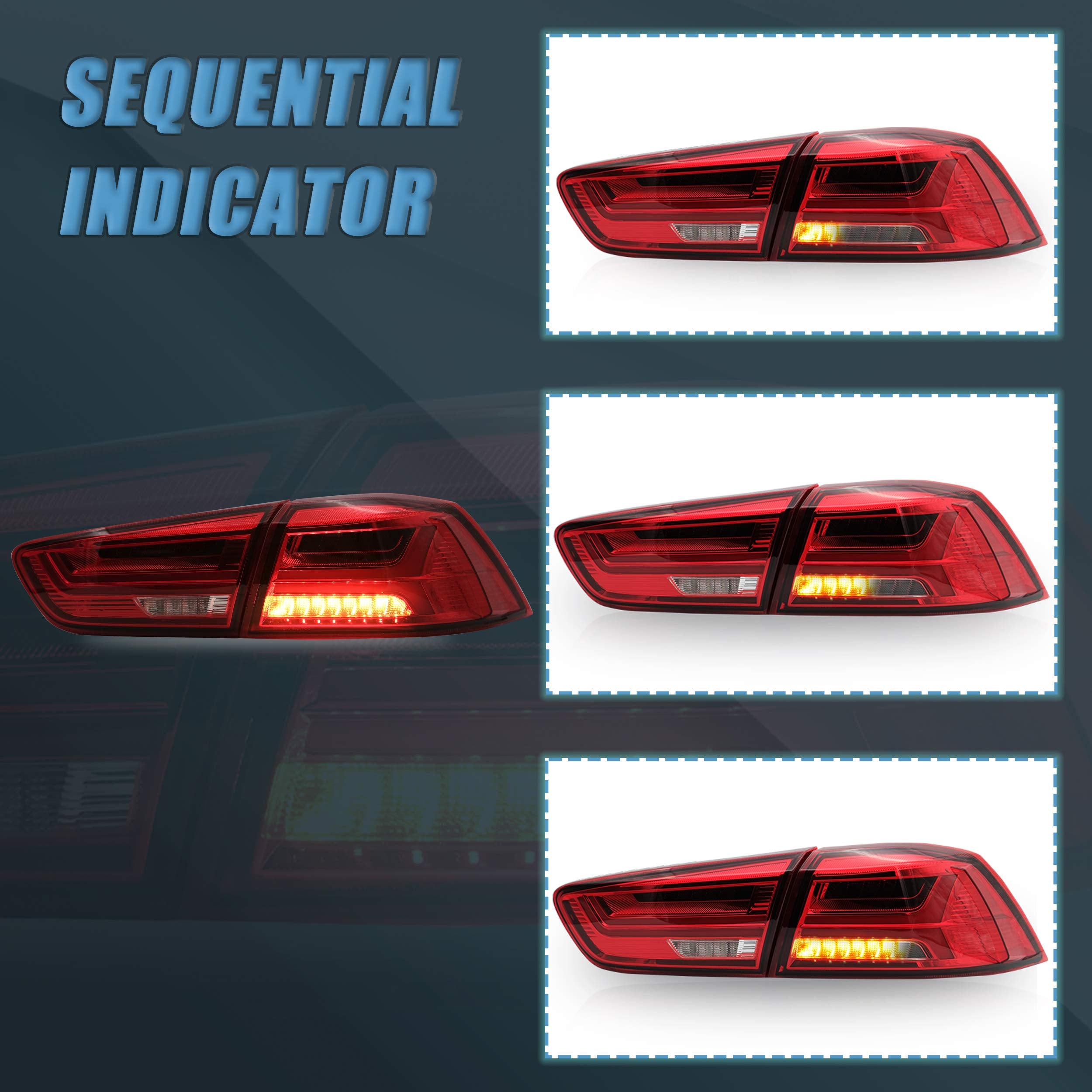 VLAND LED Headlights Compatible with Mitsubishi Lancer& EVO X 2008-2020 Front light with Sequential, Projector Headlamp