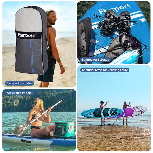 FBSPORT Inflatable Stand Up Paddle Boards,SUP Board,6" Thick Stand Up Paddle Boarding,Paddling Board for Youth & Adult,Surfboard,SUP with Adjustable Paddle/Backpack/Pump/Removable Fin