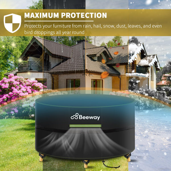 BEEWAY Garden Furniture Cover With Air Vent, Waterproof Patio Rattan Sofa Table Chair Set Cover - 420D Oxford Fabric, Windproof - Rectangular 242 x 182 x 100cm