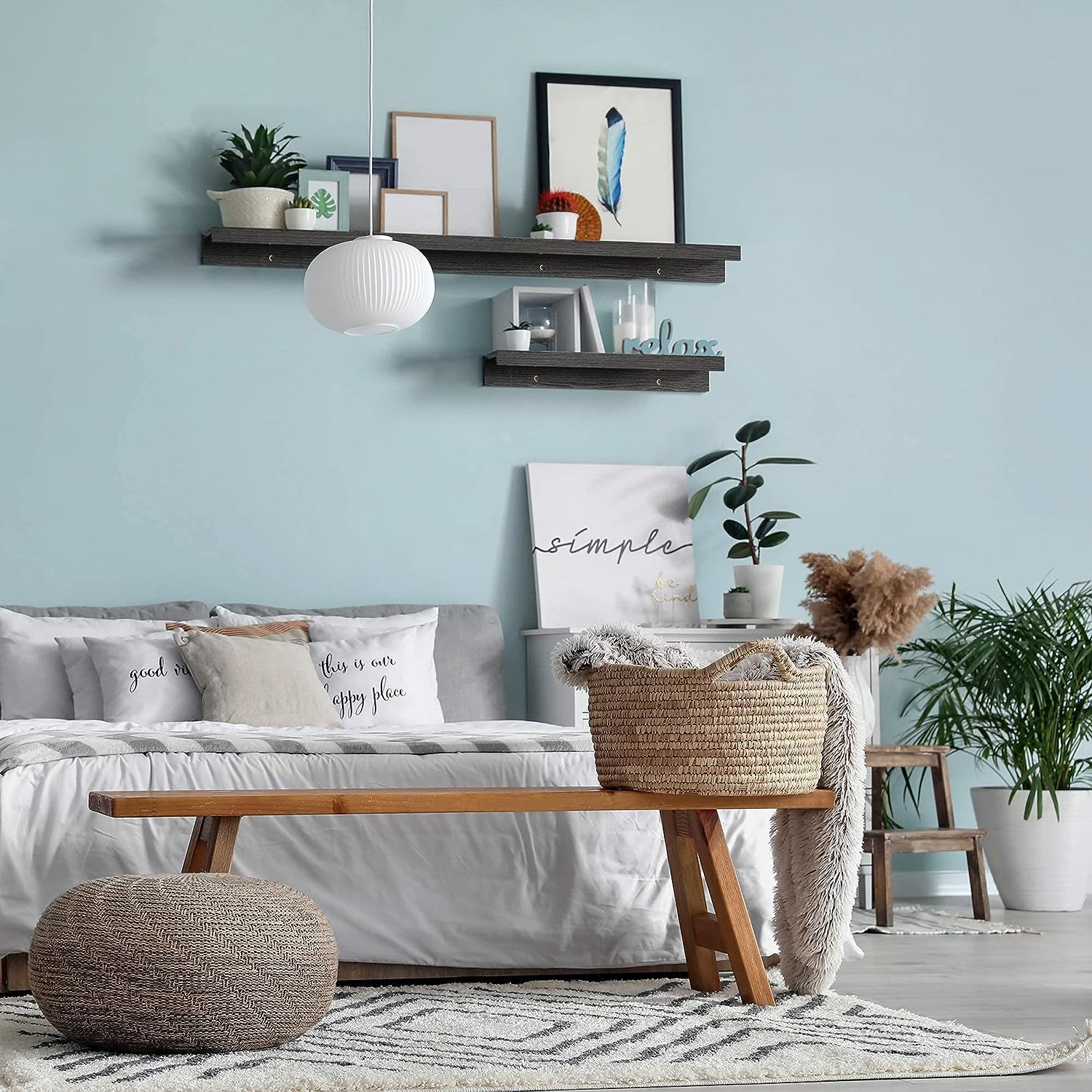 36 Inch (91 cm) Floating Shelves for Wall, Set of 3 in Ebony Black, Modern Rustic Style, Wall Mounted Display Shelves, Picture Ledges by Icona Bay