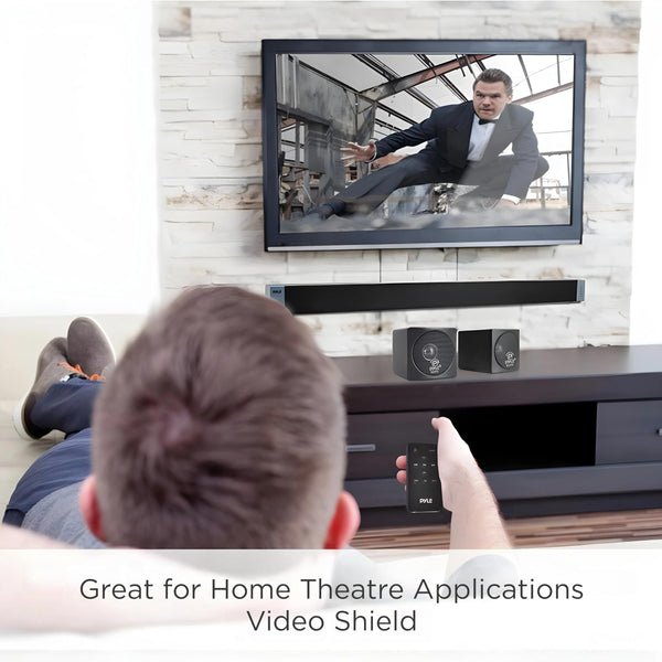 Pyle Home PCB4BK 200W 4 inch Mini Cube Bookshelf Speaker - Black