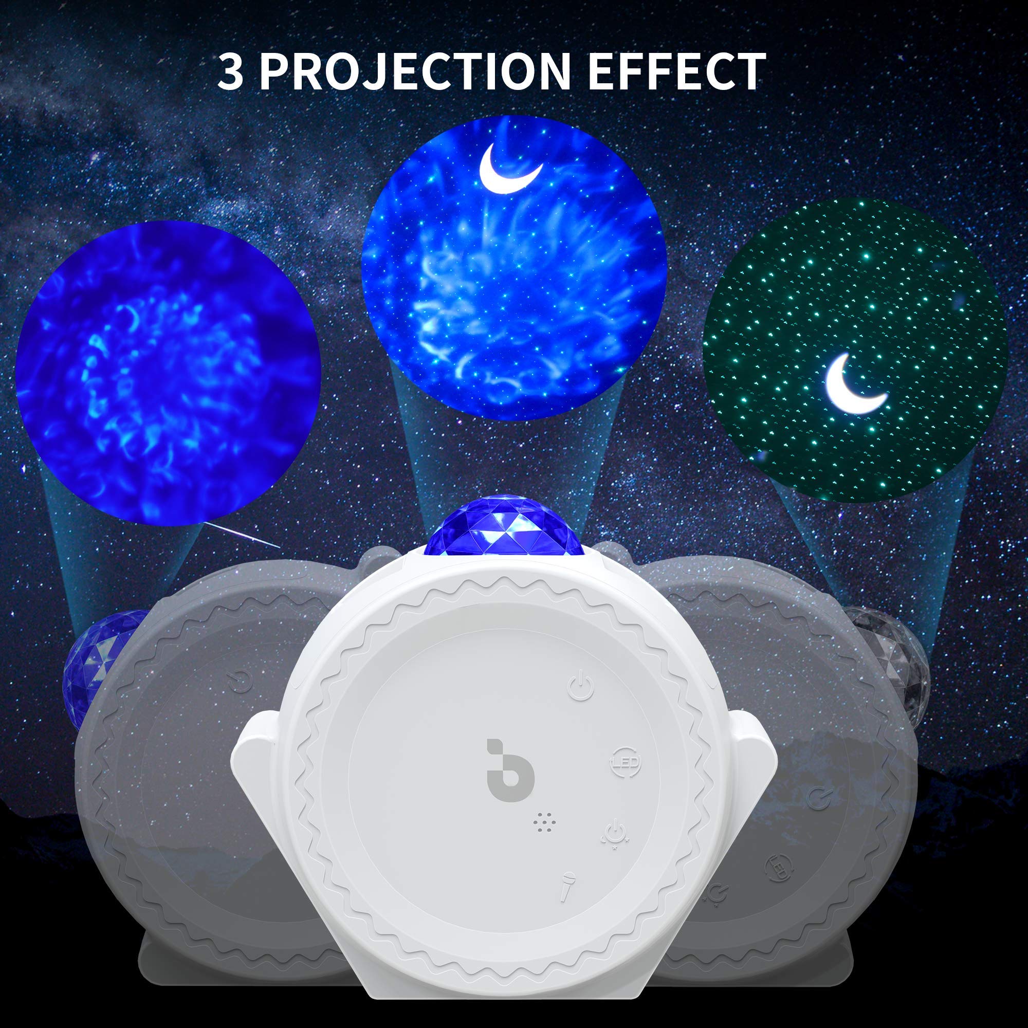Galaxy Projector Night Light: 3 in 1 Star Lights Projector with Nebula Ocean Moon, Kids Adults 3D Starlight Projector Sensory Lights with Voice/Timer Control,Compatible Alexa Google Assistant