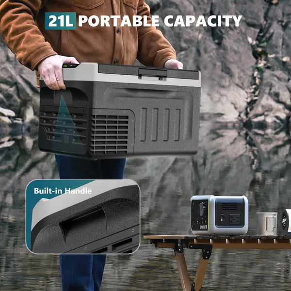 EUHOMY 18L Car Fridge, Compressor Fridge -20℃~20℃, Portable Refrigerator 12/24V DC 100-240V AC, Portable Freeze with APP Control for Camping, Travel, Boat