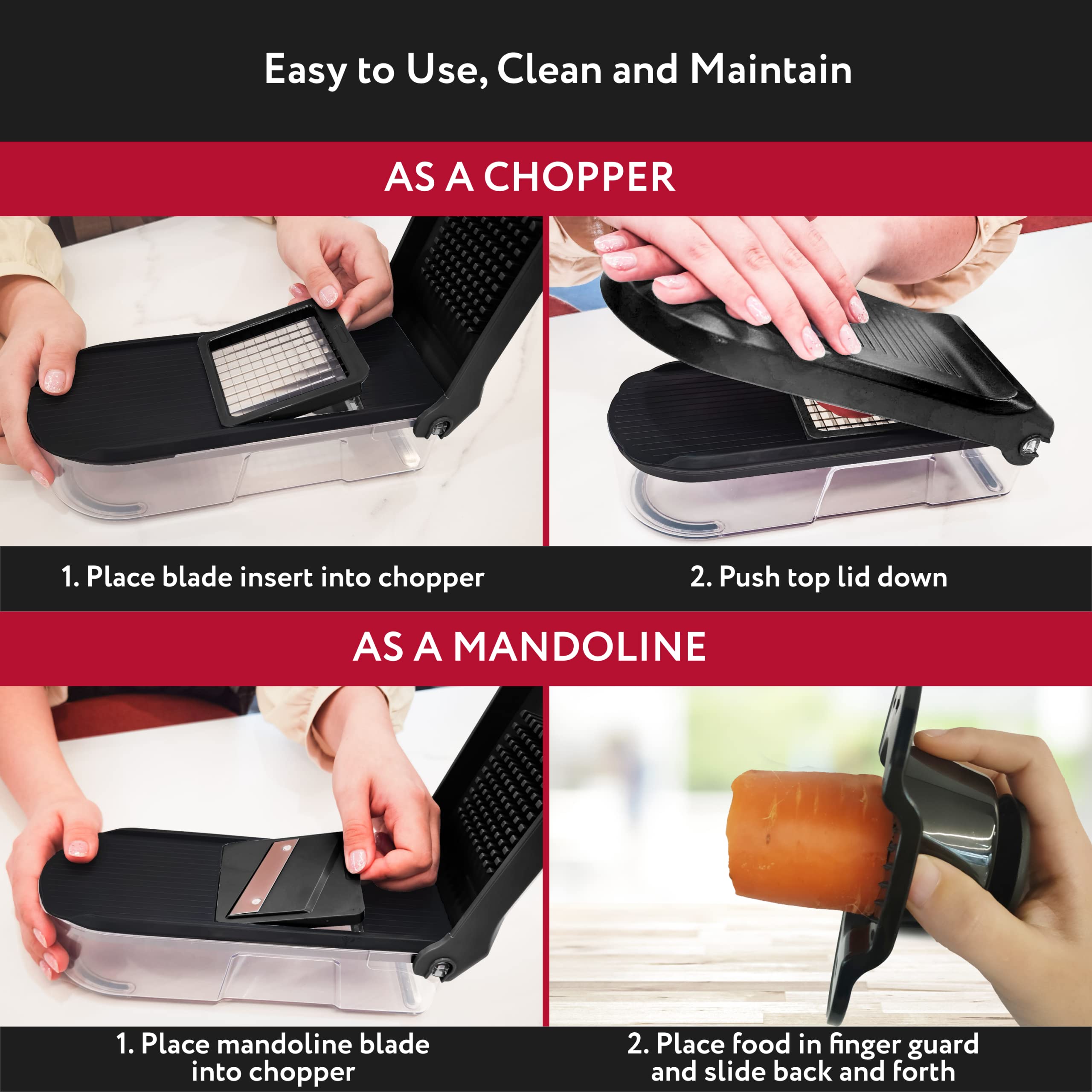 Vegetable Chopper Vegetable Cutter Mandoline Vegetable Slicer - Veggie Onion Salad Food Chopper Manual - Potato Chipper - Veg Chopper and Dicer - Kitchen Tools & Gadgets (6-in-1 Compact White)