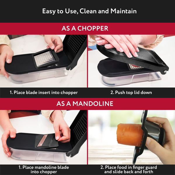 Vegetable Chopper Vegetable Cutter Mandoline Vegetable Slicer - Veggie Onion Salad Food Chopper Manual - Potato Chipper - Veg Chopper and Dicer - Kitchen Tools & Gadgets (6-in-1 Compact White)