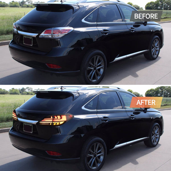 VLAND Motor LED Rear Lights compatible with RX270, RX330, RX350 F Sport, RX400h, RX450h, RX450hl 2010-2015, w/Amber Sequential Indicator, Driver & Passenger Side - Clear