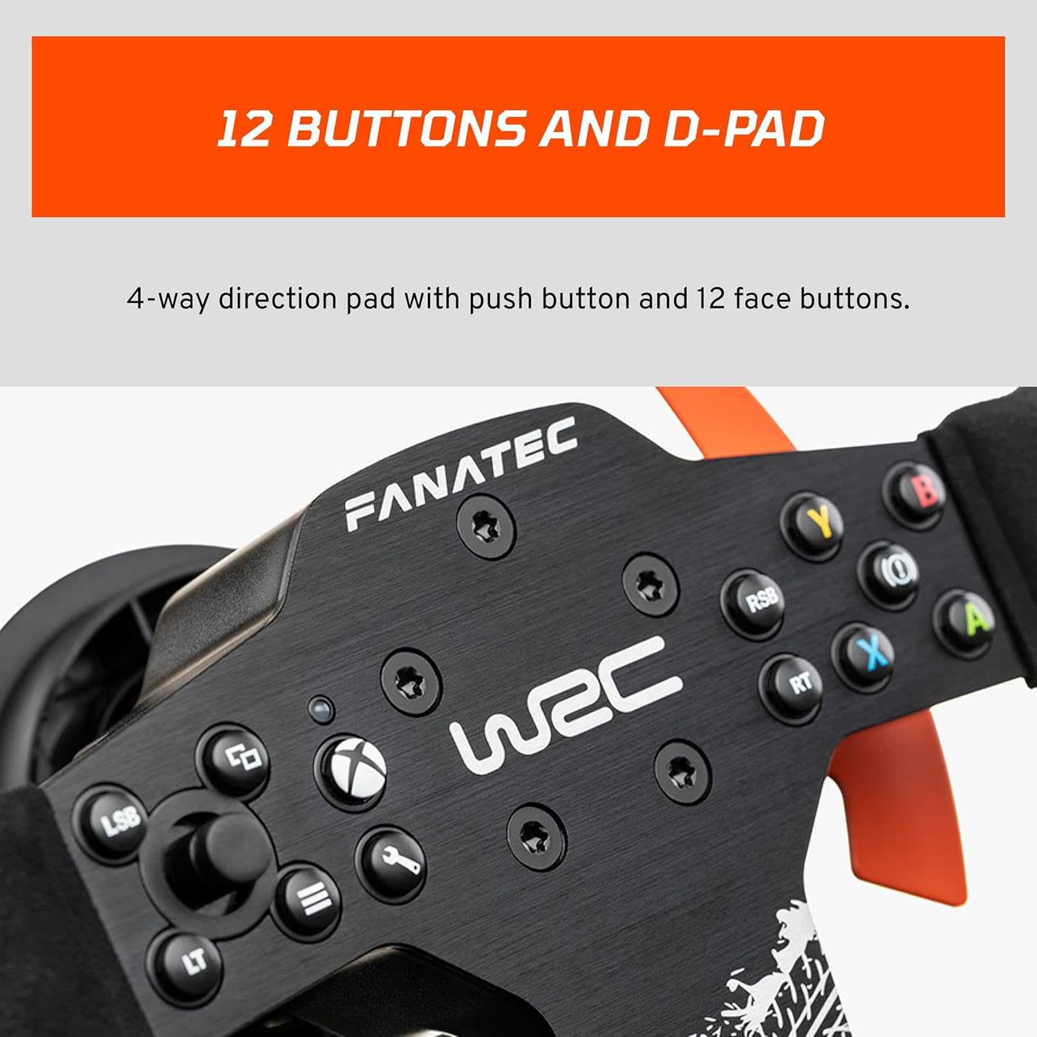 FANATEC CSL Elite Officially Licensed WRC Xbox Rally Sim Racing Steering Wheel – Alcantara® Grip, RevStripe™ LED Display, Removable Paddles, Plug-and-Play for PC, Xbox Series X|S, Xbox One