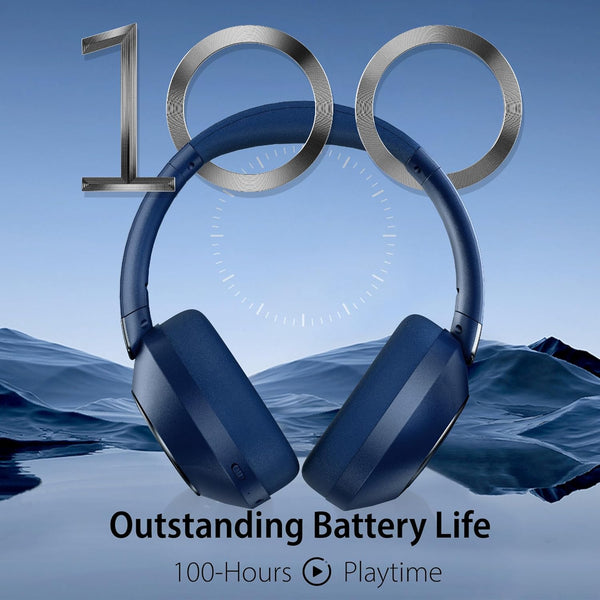 Active Noise Cancelling Wireless Headphones, 100H Playtime with Microphone, Over- Ear Bluetooth Headphones with Deep Bass,Fast Charging for Travel,Office,Home