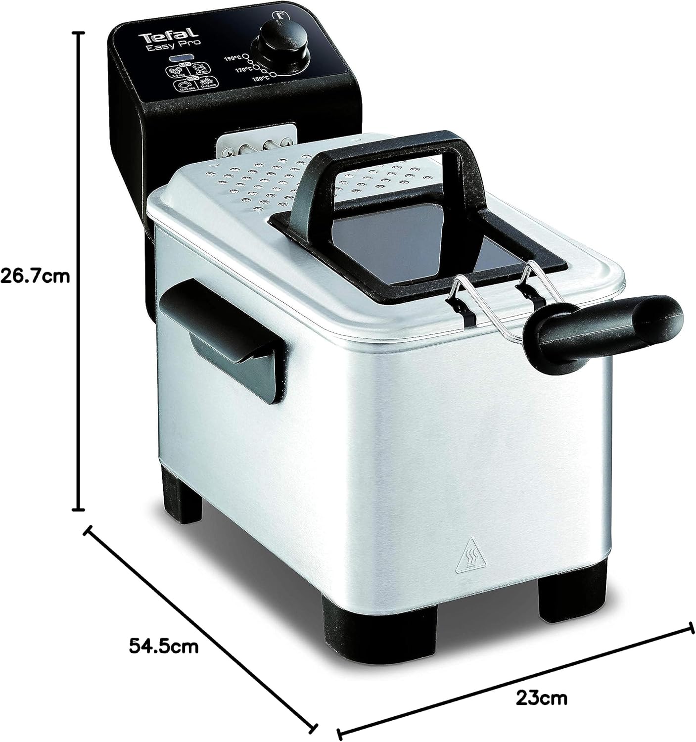 Tefal Deep Fryer Easy Pro, Stainless Steel, 3L capacity, 1.2kg, 4 Portions, 2100W, Semi Pro, Kitchen Fryer, Compact, Chips, Easy Cleaning, FR333040