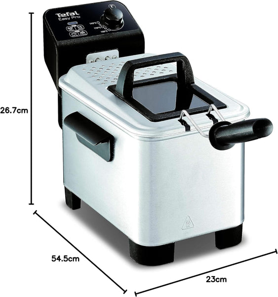 Tefal Deep Fryer Easy Pro, Stainless Steel, 3L capacity, 1.2kg, 4 Portions, 2100W, Semi Pro, Kitchen Fryer, Compact, Chips, Easy Cleaning, FR333040