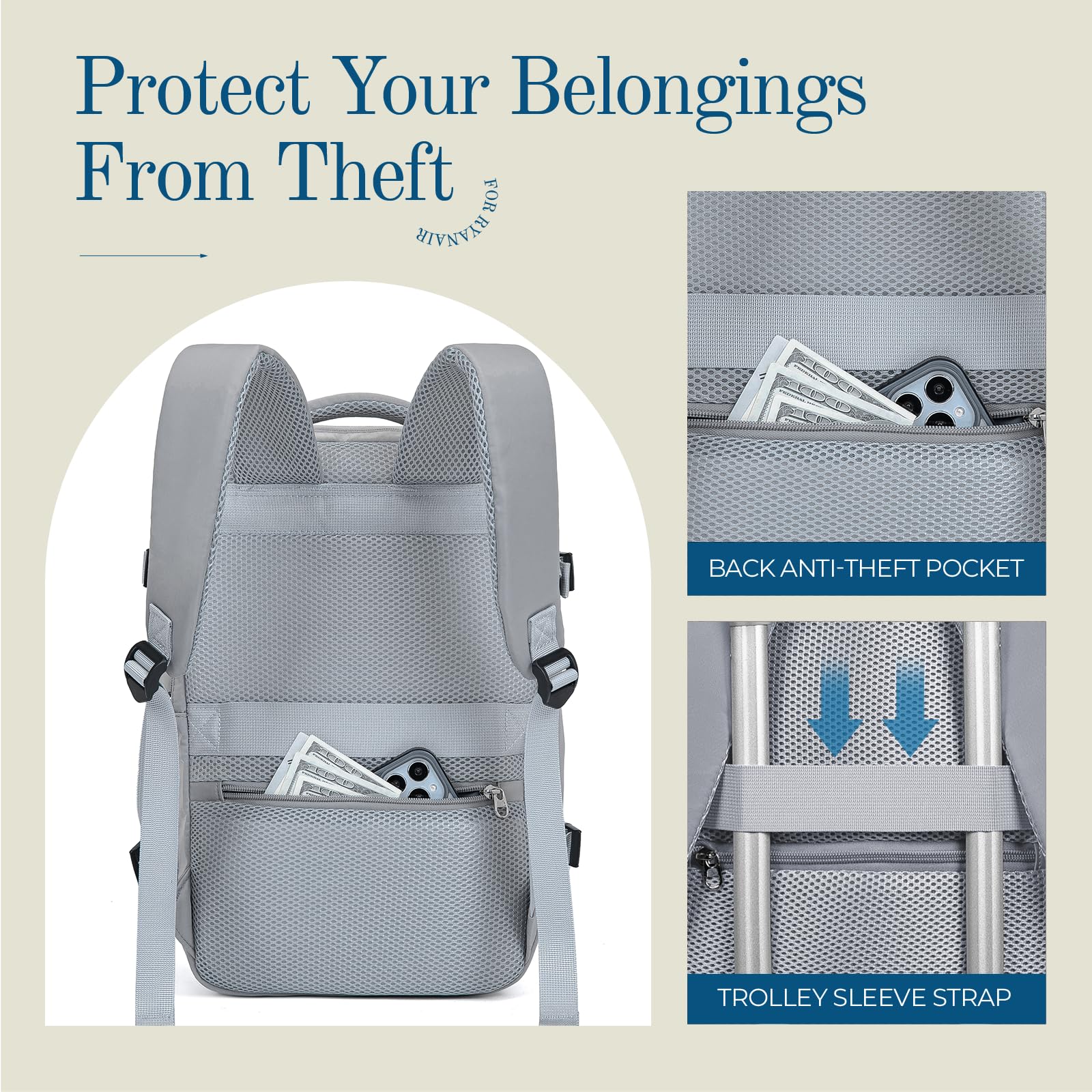 Cabin Bag 45x36x20 for New Easyjet, Underseat Cabin Luggage Bags Carry on Travel Backpack Cabin Size for Airplanes, 30L Hand Luggage Suitcase Water Resistant Laptop Backpacks Black