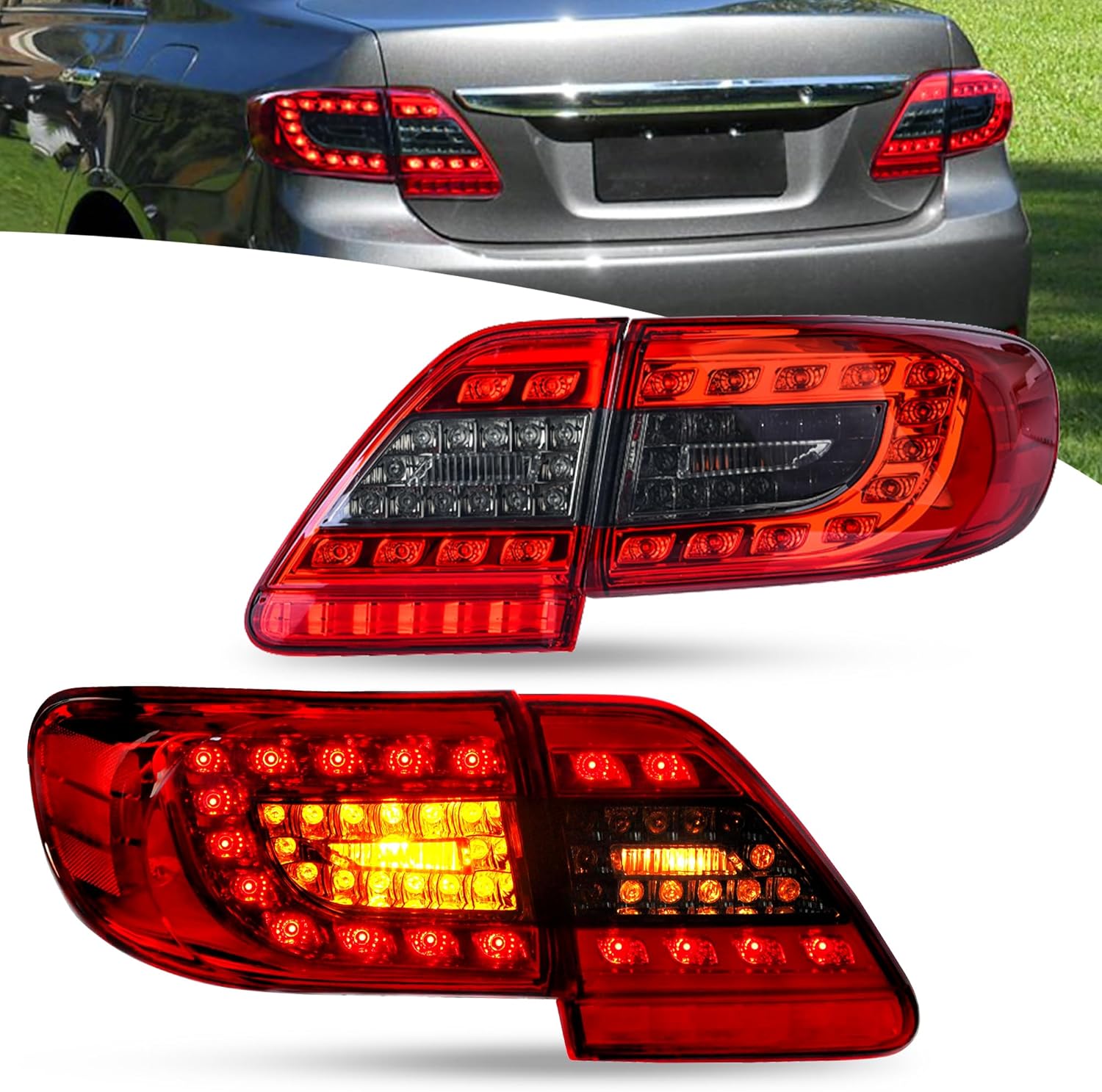 VLAND Rear Lights compatible with Corolla 2011 2012 2013 Sedan, Passenger & Driver Sides