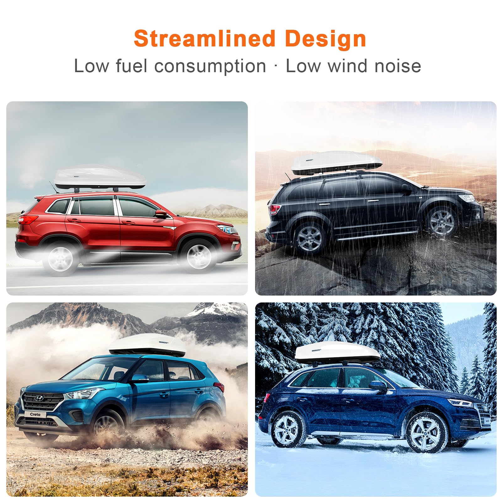 COSTWAY Car Roof Box, 400L Capacity Hard Roof Cargo Carrier with Security Keys & Dual Side Opening, Waterproof Rooftop Luggage Storage Box for Car, SUV, Van, Fits Most Cars (Black)