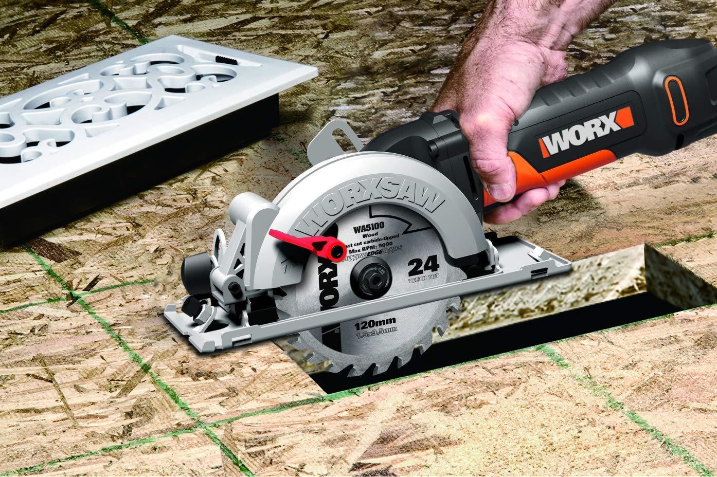 WORX WX439 500W 120mm Black and Orange Worx Saw Compact Circular Saw