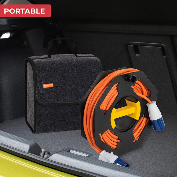 GADLANE Heavy Duty Black Cable Tidy Reel 25m - Cable Reel Empty Camping Electric Hook Up Cable Winder, Extension Lead Reel Christmas Light Storage Reel Cable Reel Holder for Caravan Leads Cables Cords