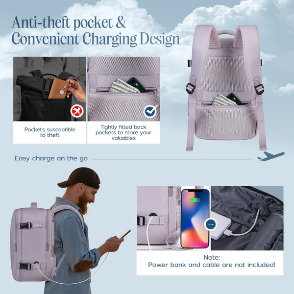 Xkdoai for Ryanair Cabin Bags 40x20x25, Travel Backpack with TSA Approved Clear Bag, Travel Bag Underseat Carry-ons Hand Luggage Bag for Travelling Casual Daypack for Ryan Air Plane